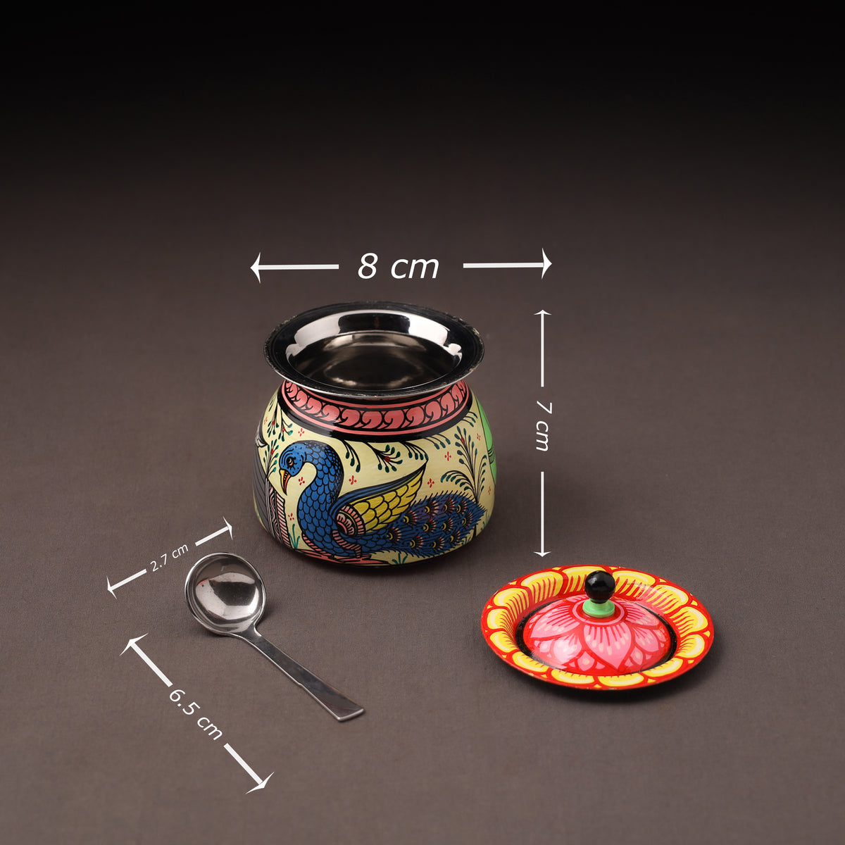Odisha Pattachitra Handpainted Stainless Steel Ghee Pot 34