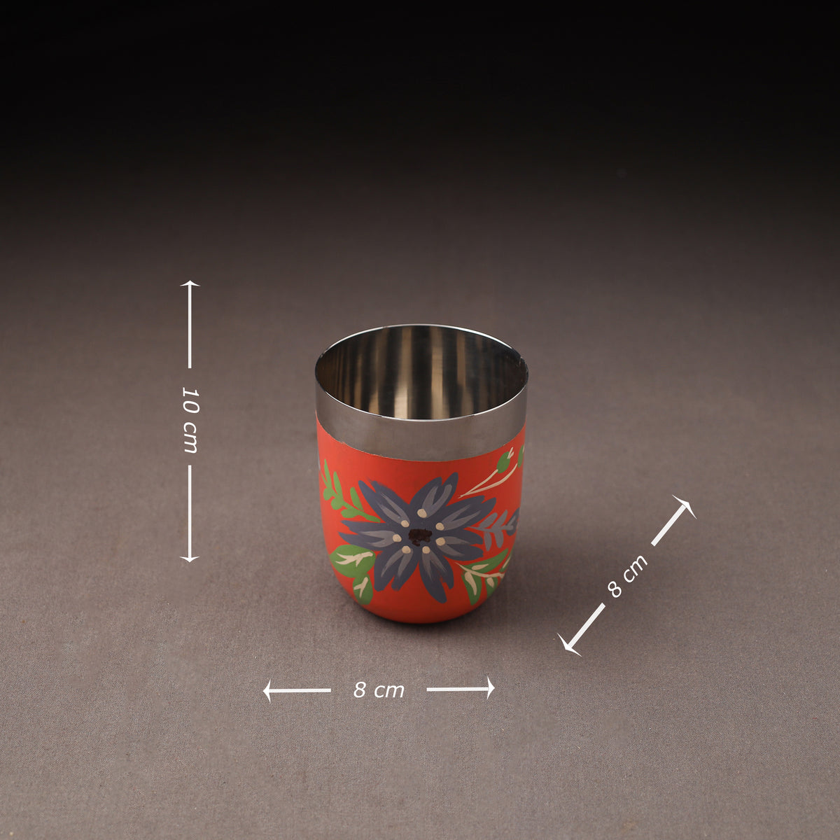 Floral Handpainted Enamelware Stainless Steel Glass 35