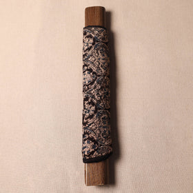 Black Kalamkari Block Printed Fridge Top Cover with Handle Cover