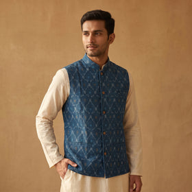 Pochampally Ikat Cotton Men Nehru Jacket 06