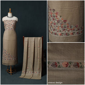 3pc Embroidered Wool Unstitched Dress Material Suit Set 80