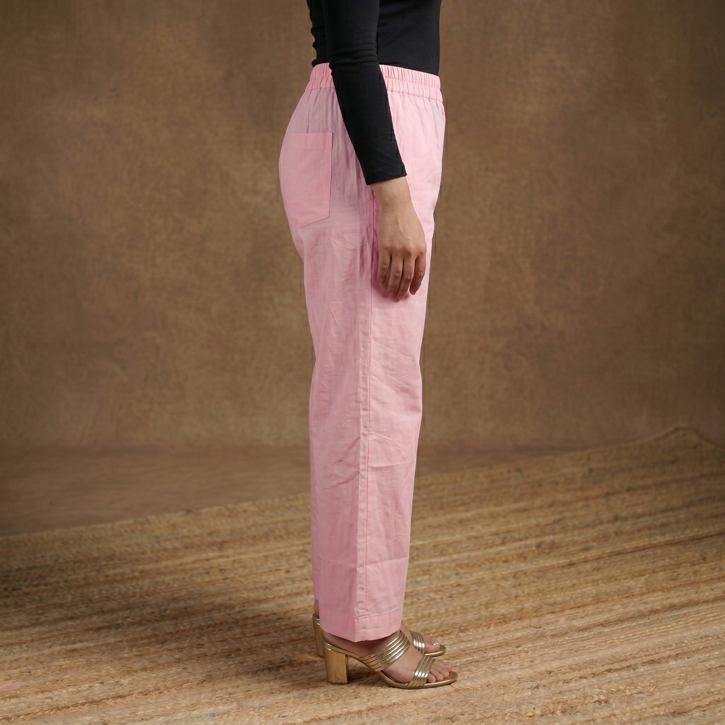 Elastic Waist Cotton Plain Palazzo for Women 29