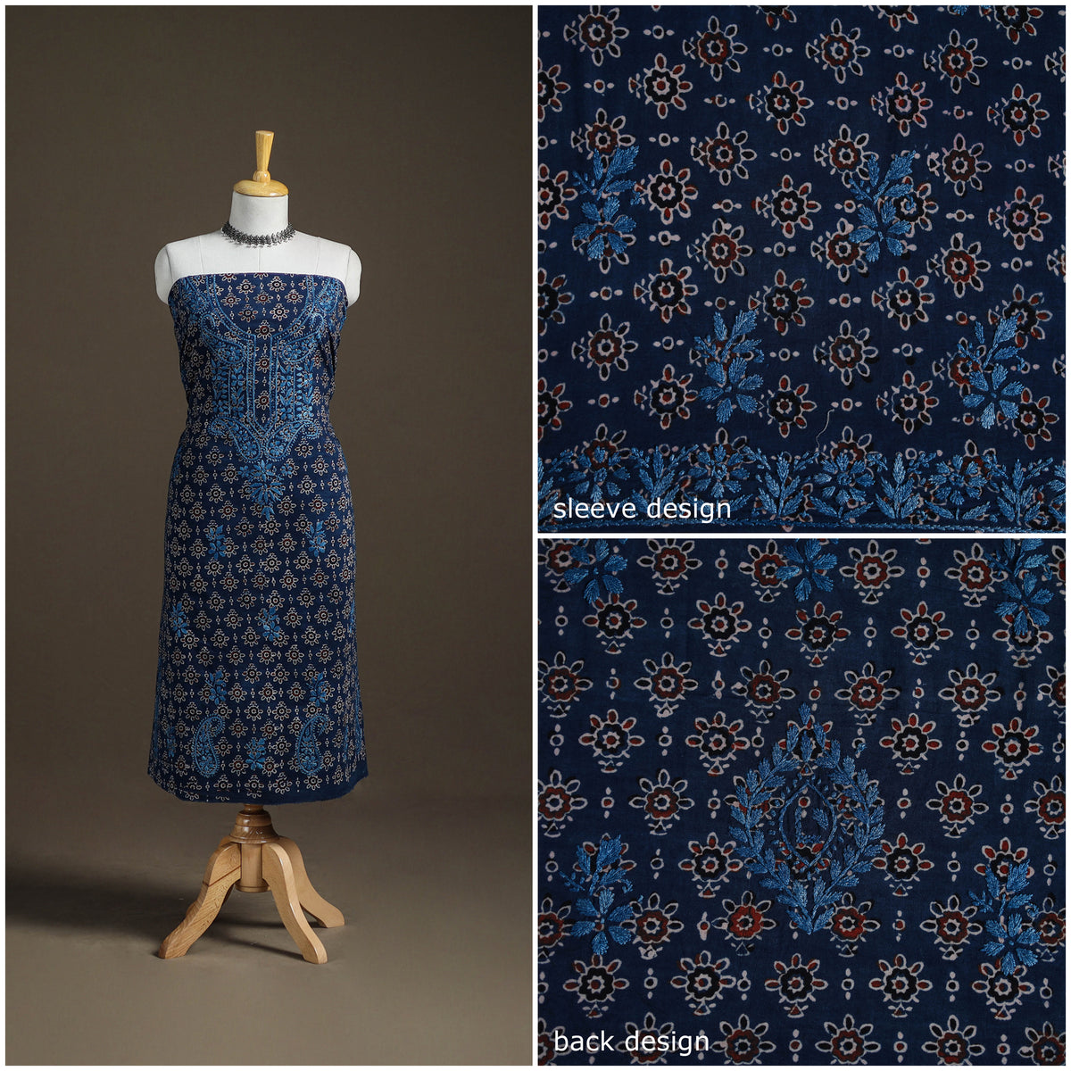 Lucknowi Chikankari Hand Embroidered Cotton Unstitched Kurta Material (2.5M) 36
