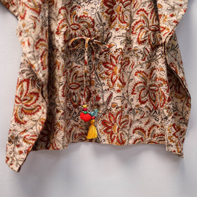 Beige Kalamkari Block Print Cotton Kids Kaftan (3-4 Years)