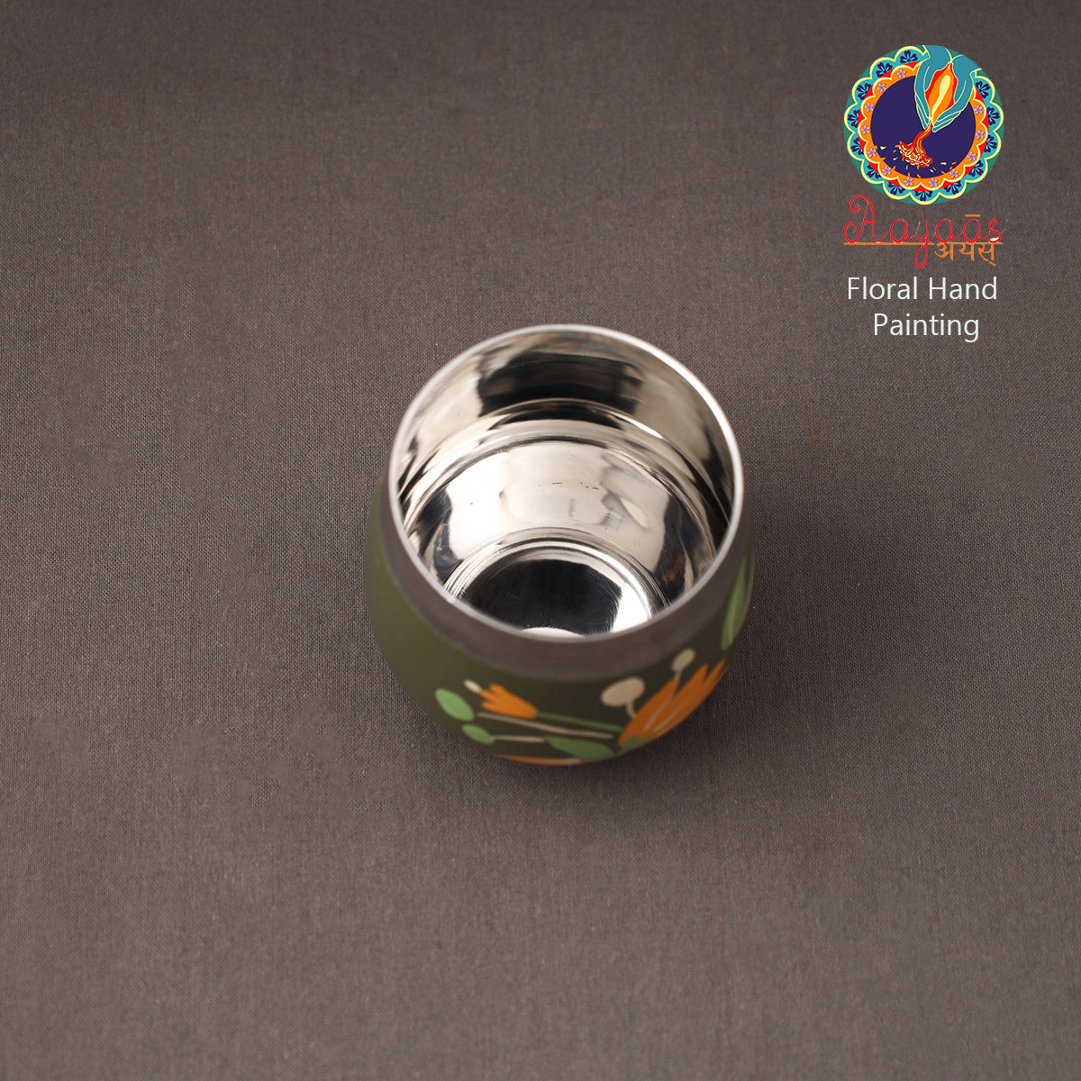 Floral Handpainted Enamelware Stainless Steel Glass 37