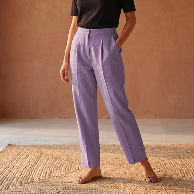 Elastic Waist Cotton Plain Palazzo for Women 13