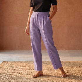 Elastic Waist Cotton Plain Palazzo for Women 13