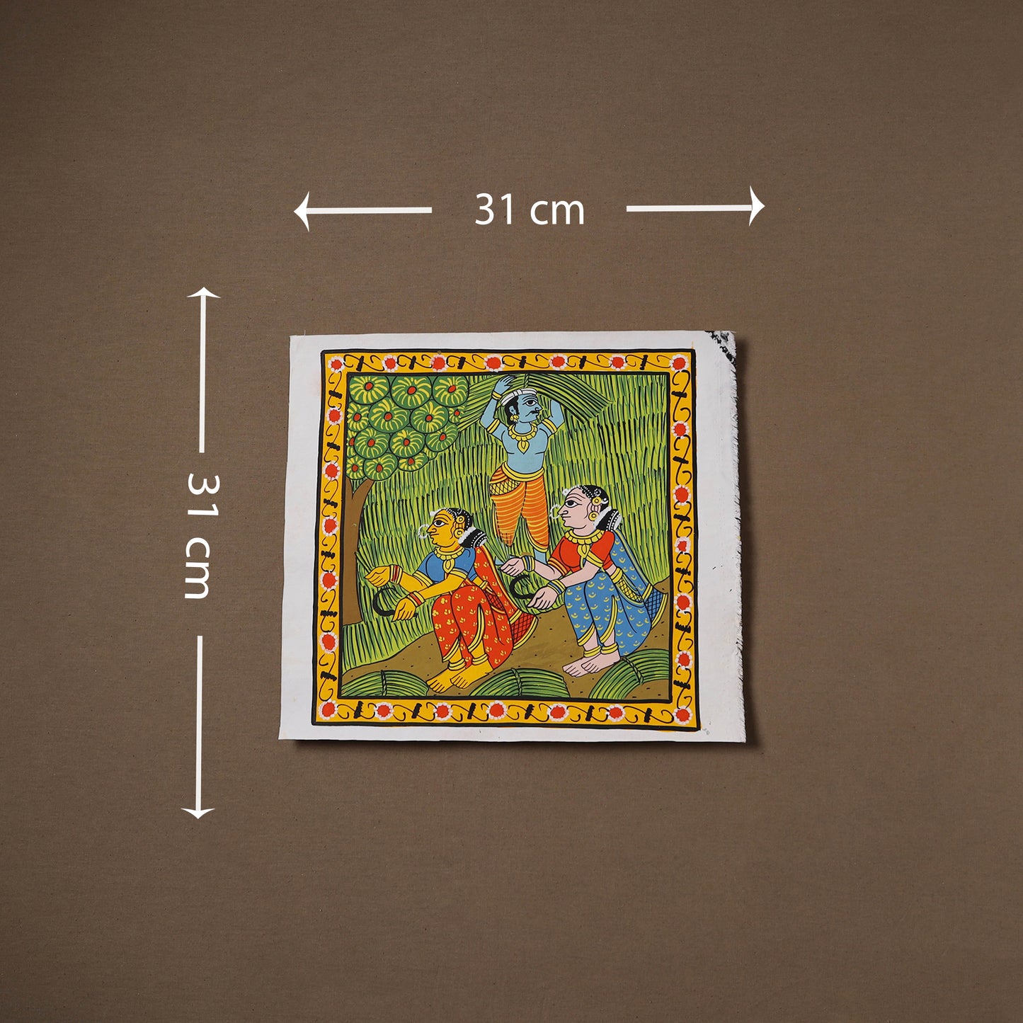Handpainted Cheriyal Scroll Painting by Dhanalakota Sai Kiran (12 x 12 in) 27