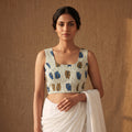 Ajrakh Hand Block Print Modal Silk Sleeveless Readymade Blouse 08