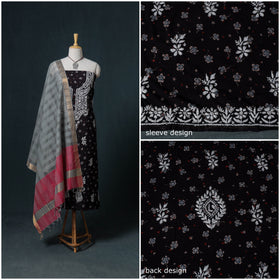 Lucknowi Chikankari Hand Work Unstitched Dress Material: Kurta & Dupatta with Jewellery 37