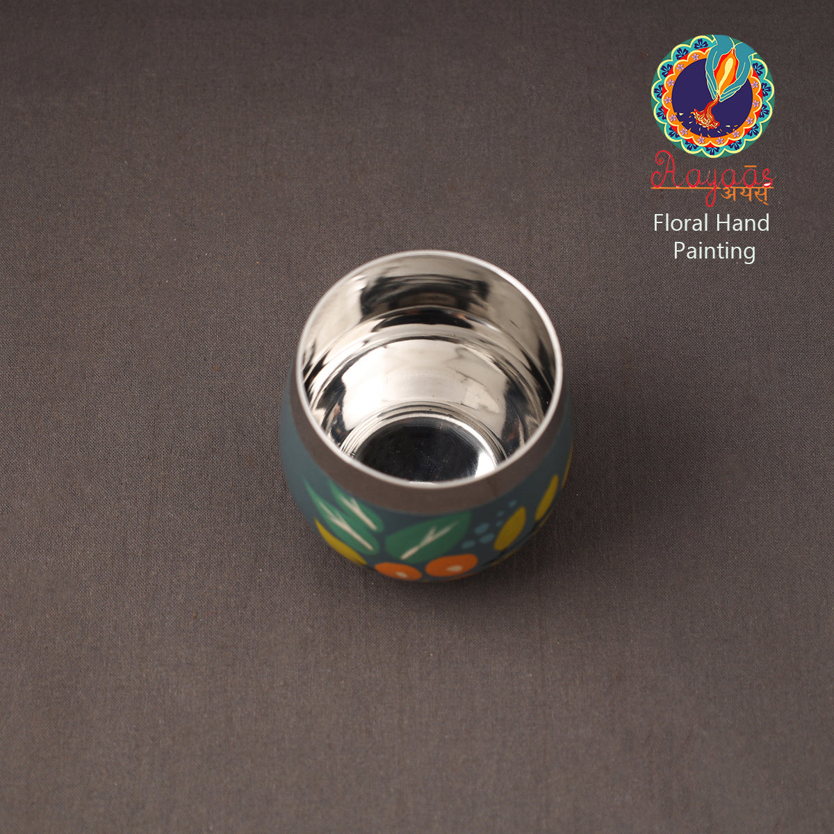 Floral Handpainted Enamelware Stainless Steel Glass 38