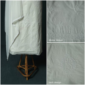 White - Lucknowi Chikankari Hand Embroidered Cotton 3pc Unstitched Dress Material Suit Set 38