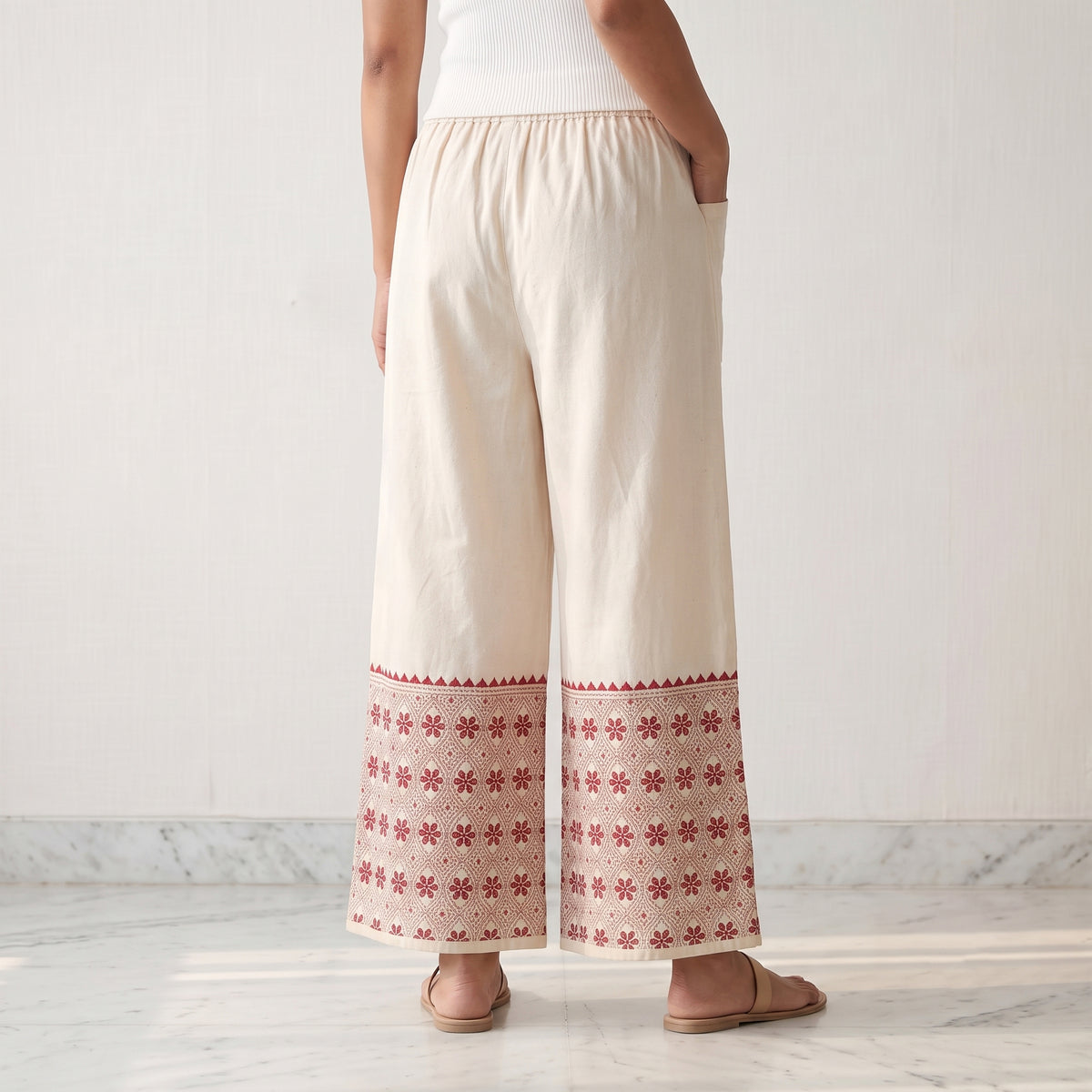 Bengal Kantha Hand Embroidered Cotton Palazzo 12