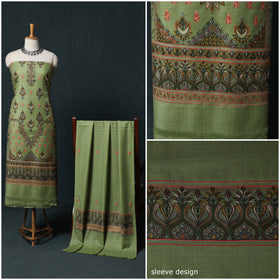 3pc Heavy Chain Stitch Embroidered Wool Unstitched Dress Material Suit Set 38
