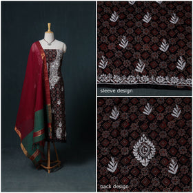 Lucknowi Chikankari Hand Work Unstitched Dress Material: Kurta & Dupatta with Jewellery 38