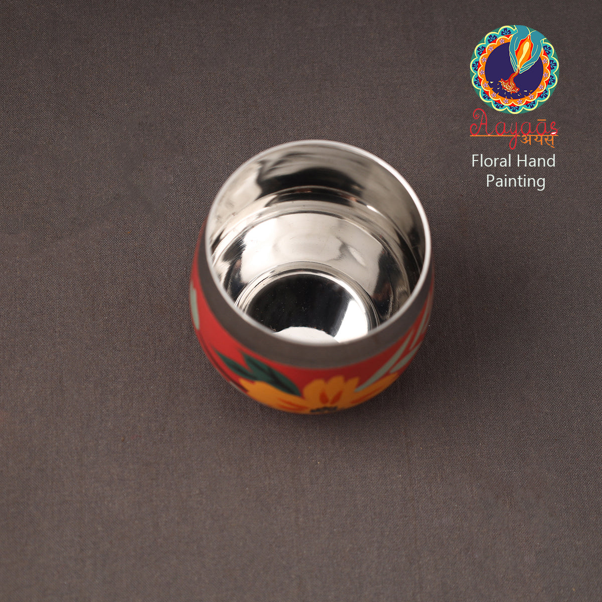 Floral Handpainted Enamelware Stainless Steel Glass 39