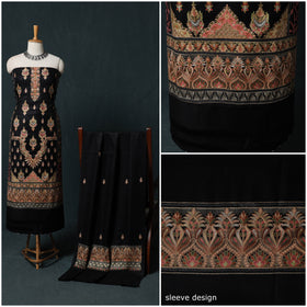 3pc Heavy Chain Stitch Embroidered Wool Unstitched Dress Material Suit Set 39