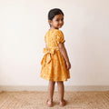 Yellow - pure cotton girls frock dress in batik block