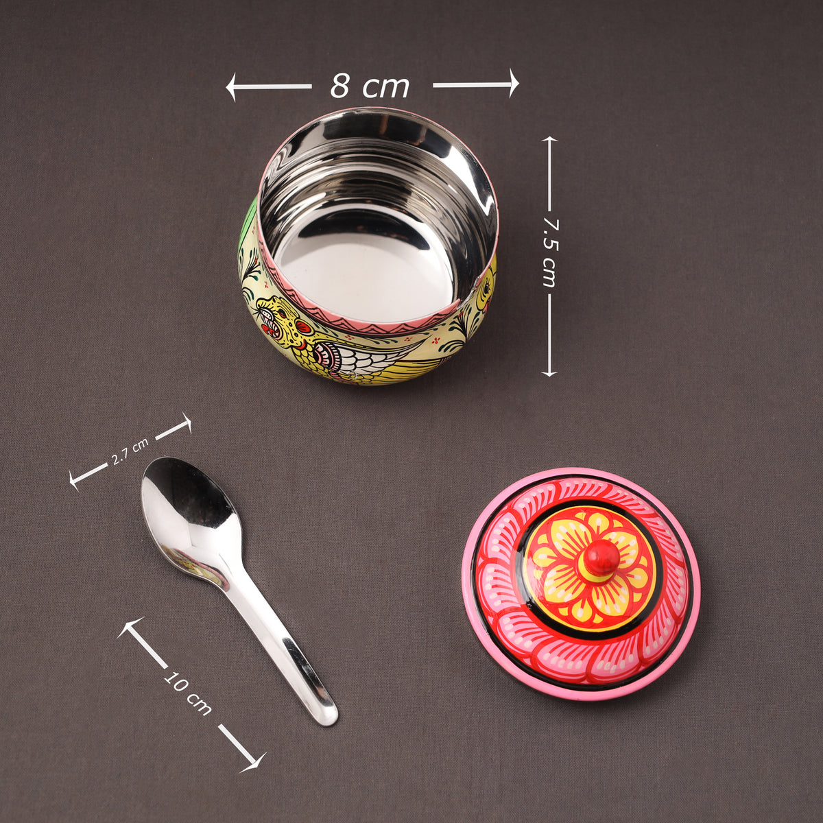 Odisha pattachitra handpainted stainless steel ghee pot