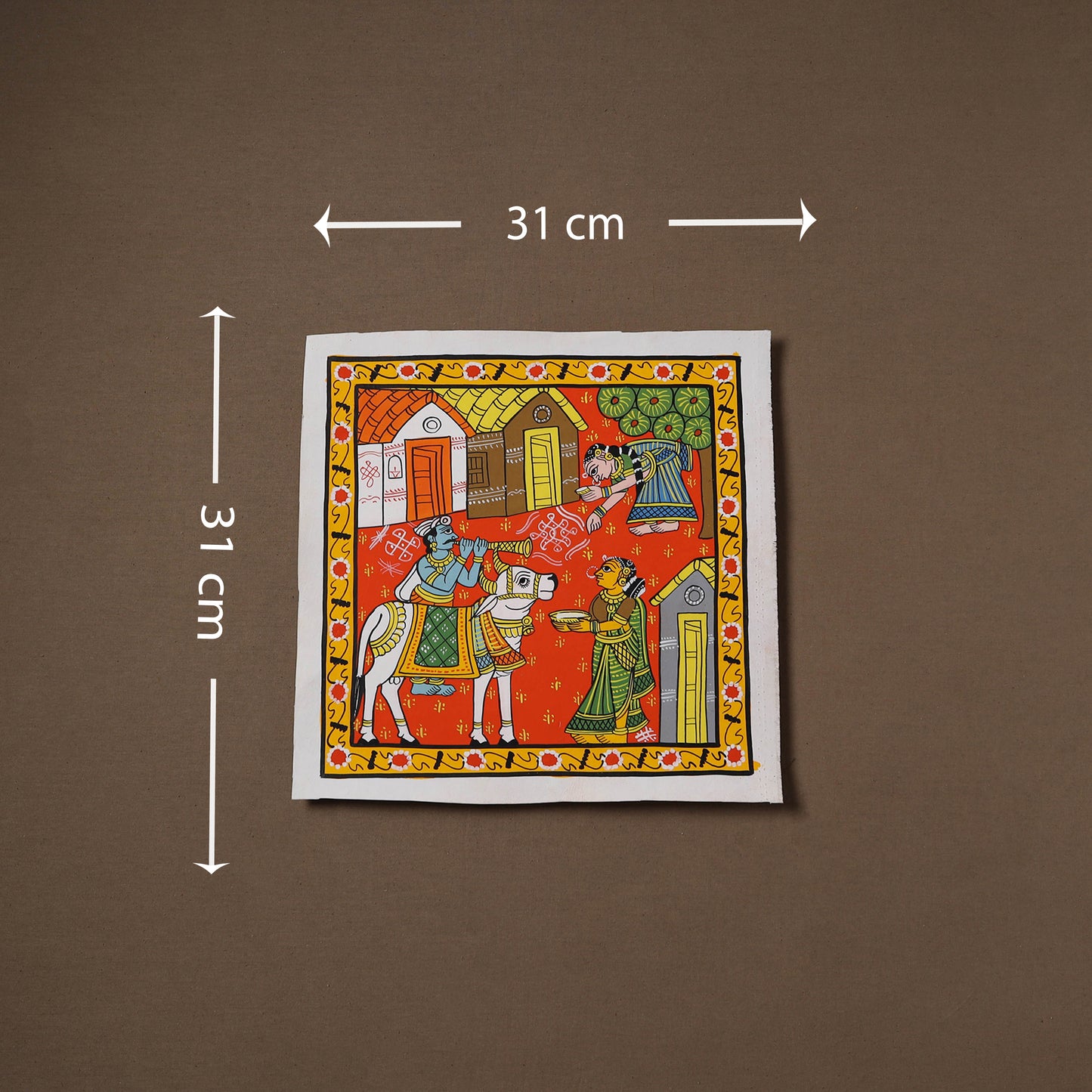 Handpainted Cheriyal Scroll Painting by Dhanalakota Sai Kiran (12 x 12 in) 29