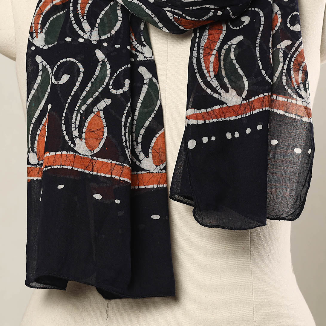 Black - Hand Batik Printed Mul Cotton Stole 21