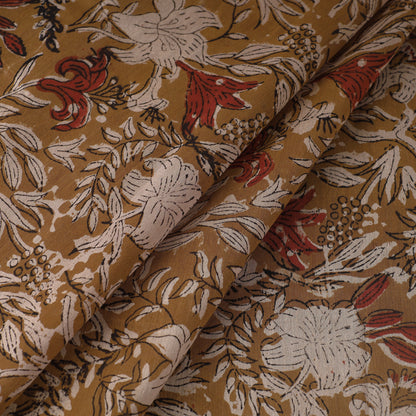 Brown - Bagru Ajrakh Dabu Block Printed Natural Dyed Chanderi Silk Fabric 09