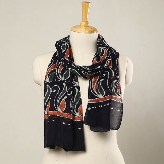 Black - Hand Batik Printed Mul Cotton Stole 21