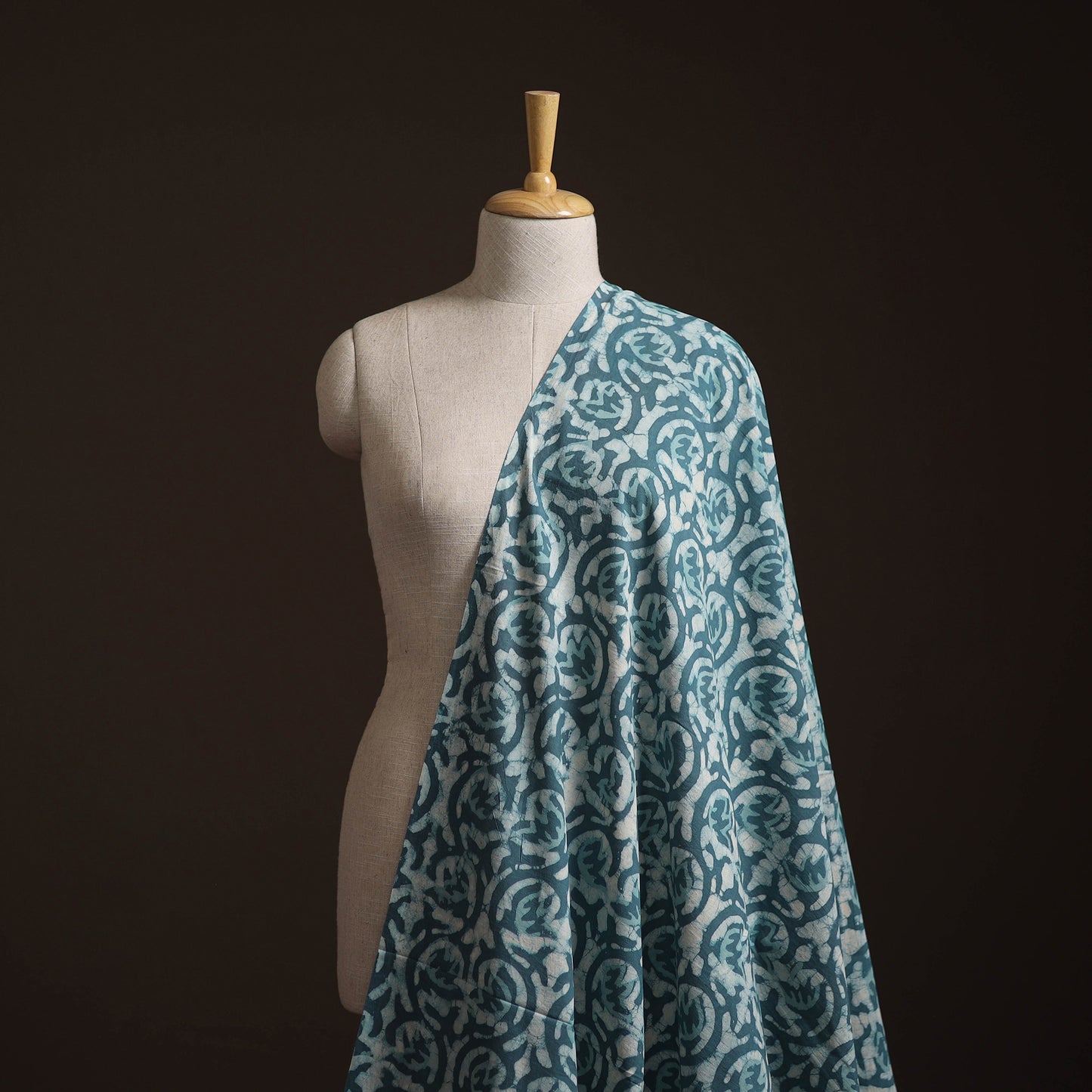 Blue - Bagru Dabu Hand Block Print Natural Dyed Cotton Fabric 63