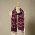 Purple - mul cotton hand batik stole with tassels 13