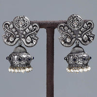 Antique Finish Oxidised German Silver Earrings 39