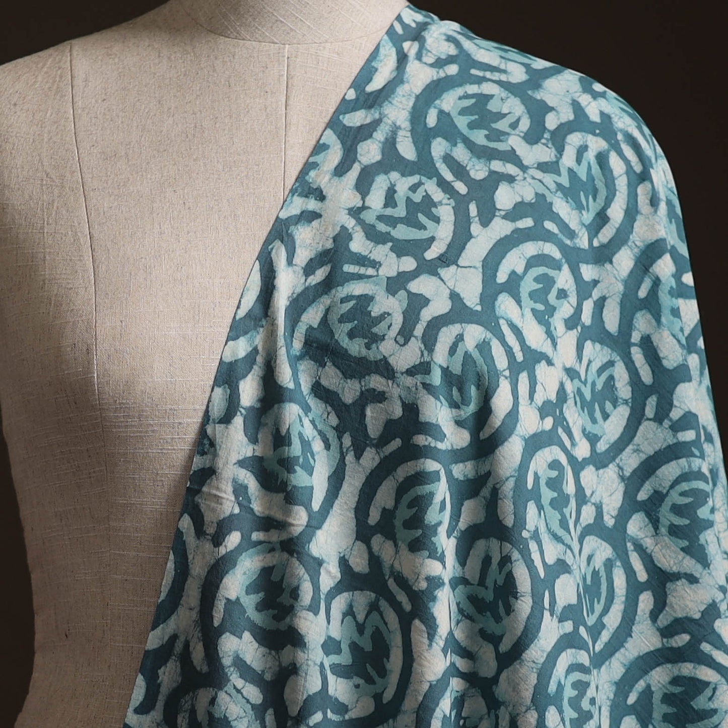 Blue - Bagru Dabu Hand Block Print Natural Dyed Cotton Fabric 63