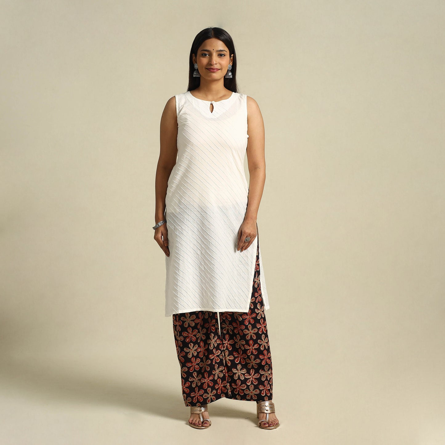  Multicolor Pedana Block Print Cotton Kalamkari Palazzo