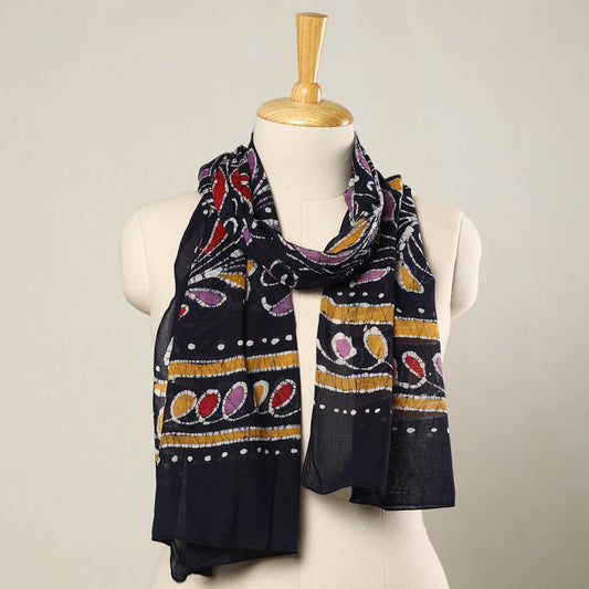 Black - Hand Batik Printed Mul Cotton Stole 22