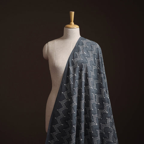 Grey - Gray - Bagru Dabu Hand Block Print Natural Dyed Cotton Fabric 64