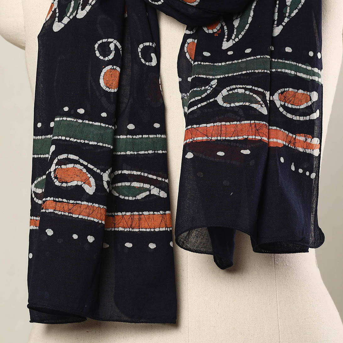 Black - Hand Batik Printed Mul Cotton Stole 24