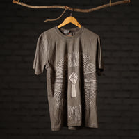 Brown - Bindaas Block Art Printed Cotton Round Neck T-shirt