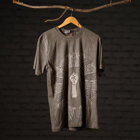 Brown - bindaas art printed cotton round neck t-shirt