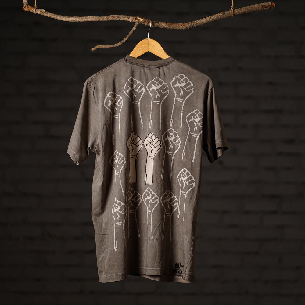 Brown - Bindaas Block Art Printed Cotton Round Neck T-shirt