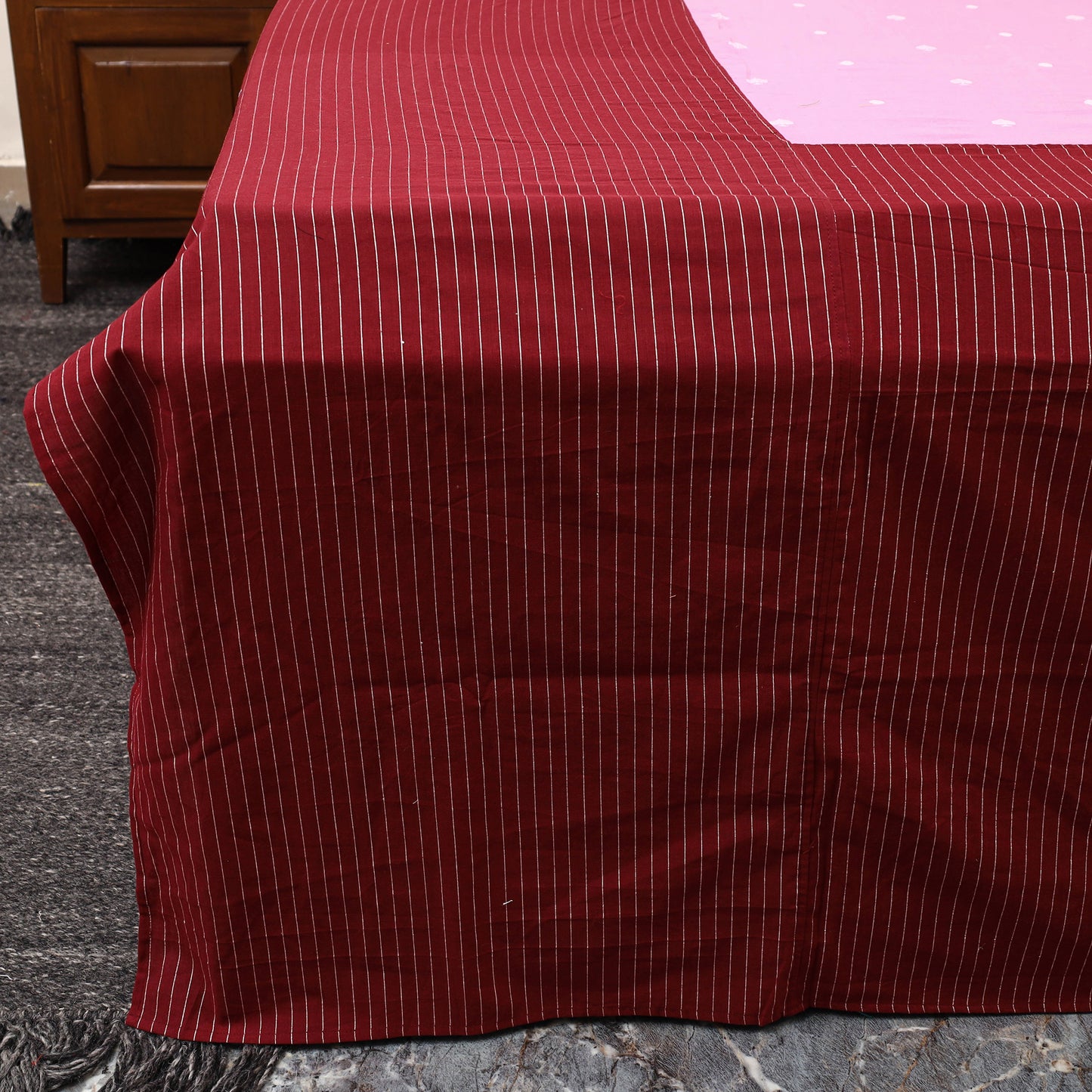 Maroon - Patchwork Cotton Double Jacquard Bedsheet Set 19