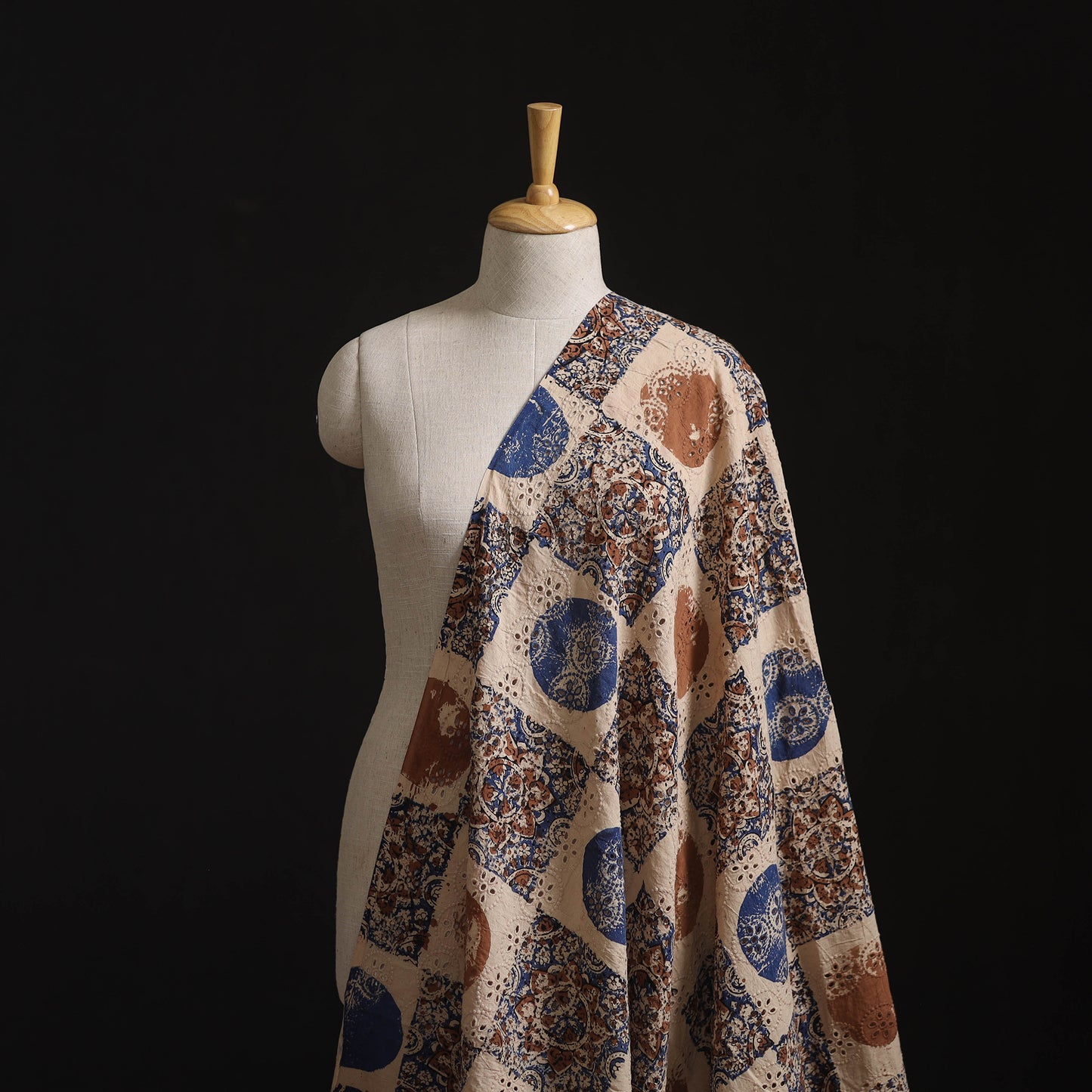 Natural Dyed Ajrakh Hand Block Print Cotton Hakoba Fabric 129
