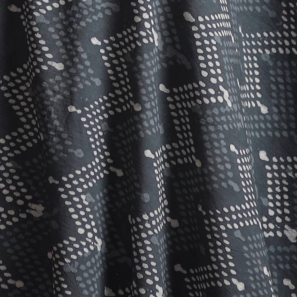 Gray - Bagru Dabu Hand Block Print Natural Dyed Cotton Fabric 64
