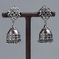 Antique Finish Oxidised German Silver Earrings 38