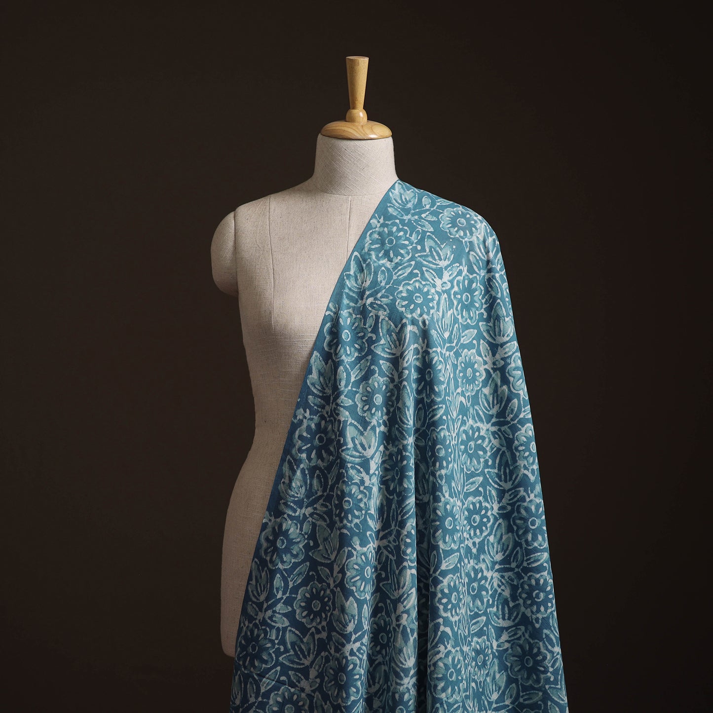 Gray -  Bagru Dabu Hand Block Print Natural Dyed Cotton Fabric 65