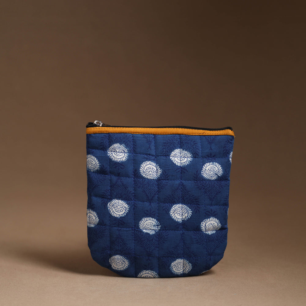 Blue - Handmade Quilted Cotton Utility Pouch 77