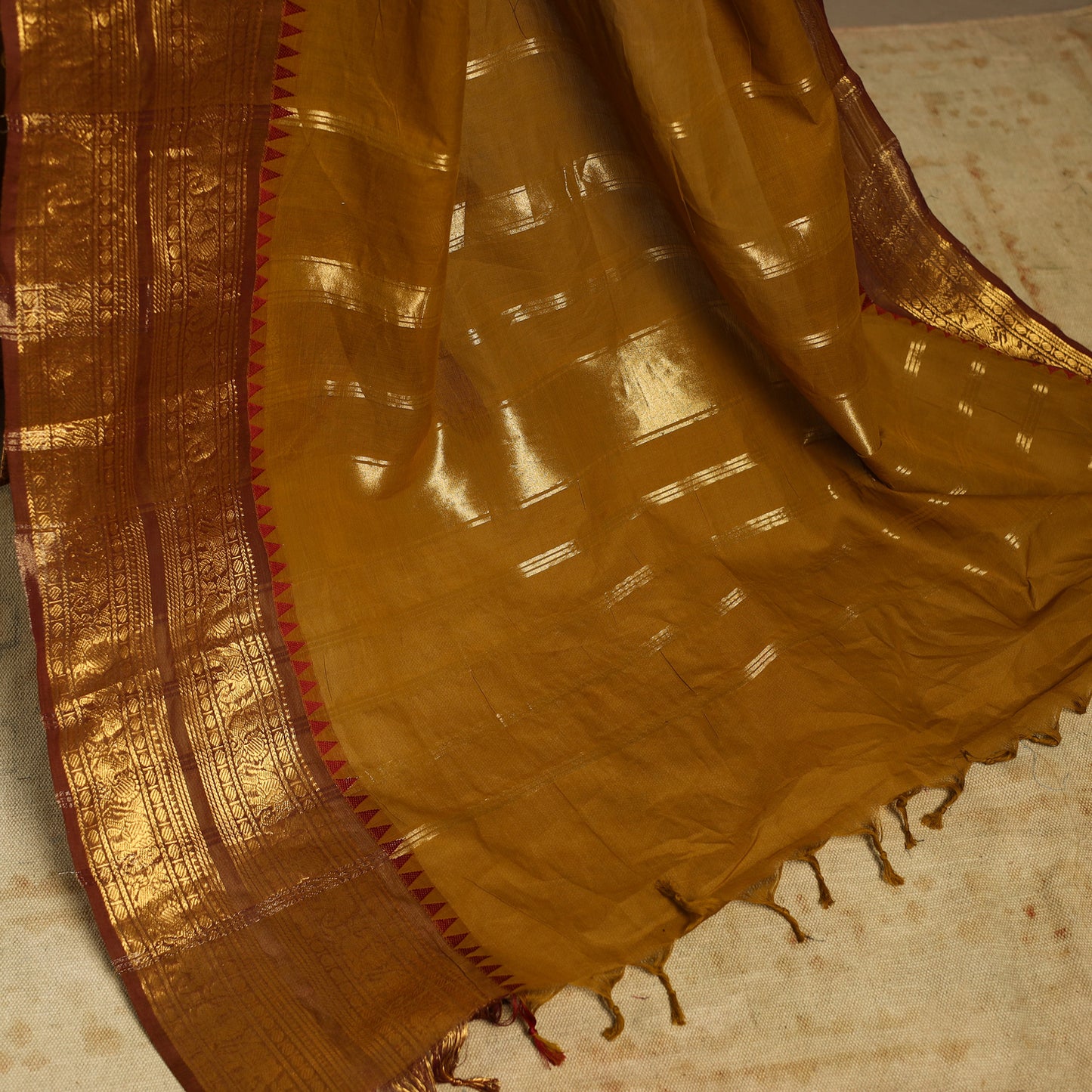 Brown Kandangi Chettinad Cotton Saree with Border