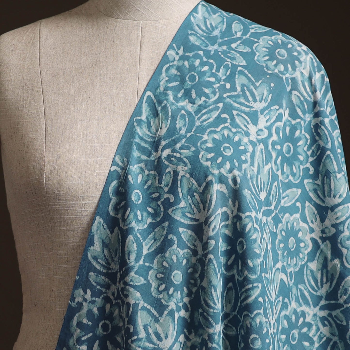 Gray -  Bagru Dabu Hand Block Print Natural Dyed Cotton Fabric 65