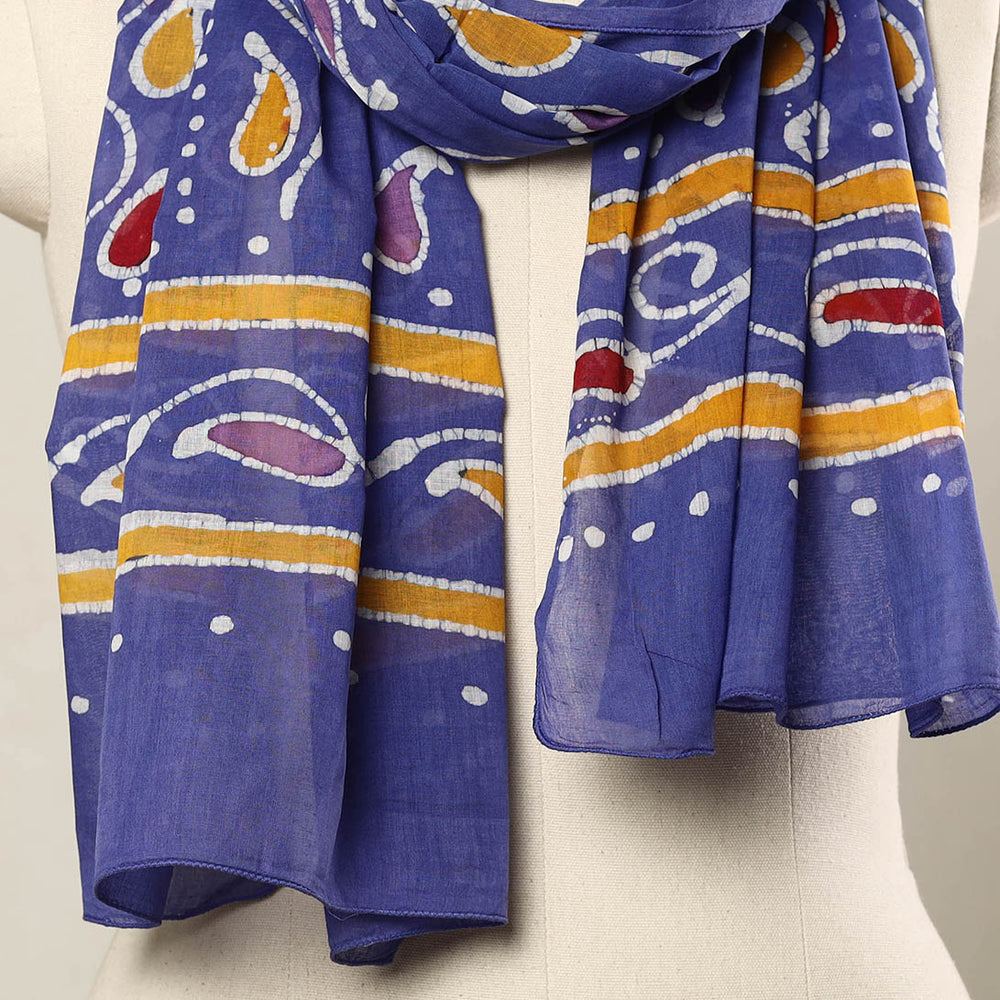 Blue - Hand Batik Printed Mul Cotton Stole 28