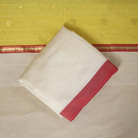 Yellow - 3pc Handloom Nakshi Zari Unstitched Chanderi Silk Dress Material 