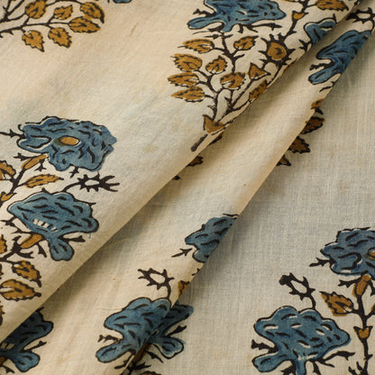 Beige - Ajrakh Hand Block Printed Mul Cotton Fabric 08