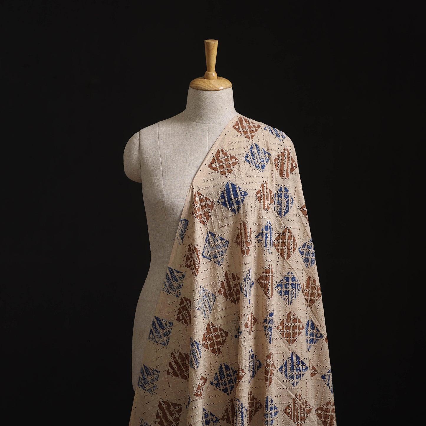 Natural Dyed Ajrakh Hand Block Print Cotton Hakoba Fabric 132